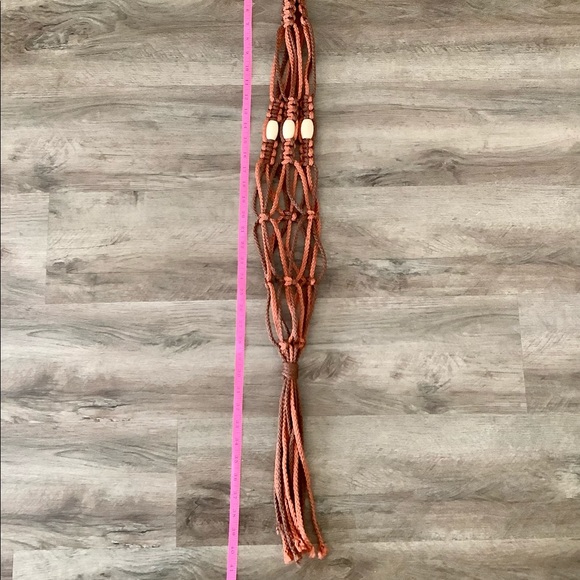 NEW Handmade Macrame Plant Hanger Orange & Brown - Picture 8 of 8